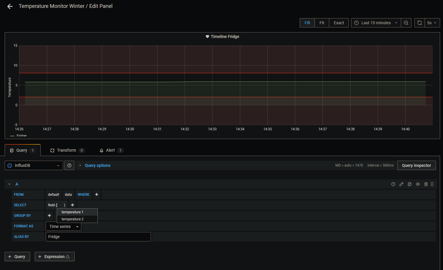 Monitor temperature with a Raspberry Pi and Grafana/InfluxDB on Docker