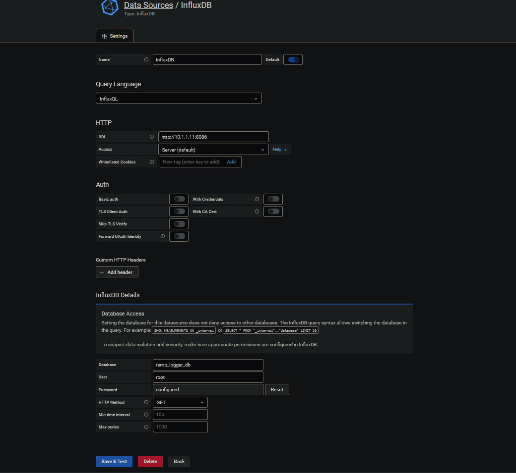 Monitor temperature with a Raspberry Pi and Grafana/InfluxDB on Docker